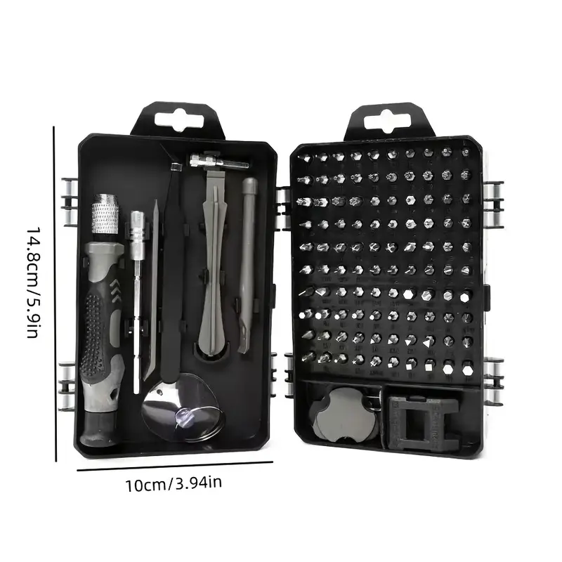 115 in 1 screwdriver set with strong magnetic and high hardness multifunctional disassembly tool set featuring irregular drill bits a durable metal case and pointed tips ideal for repairs of mobile phones tablets and small appliances perfect as a essential electronic disassembly tool great for halloween christmas thanksgiving fathers day gifts for fathers or Product details 2