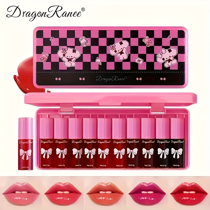 Dragon Ranee 10pcs Mini Lipstick, Lip Gloss, Lip Tint And Stain Set - Long-Lasting Moisture, Hydration, Smudge-Proof, Waterproof