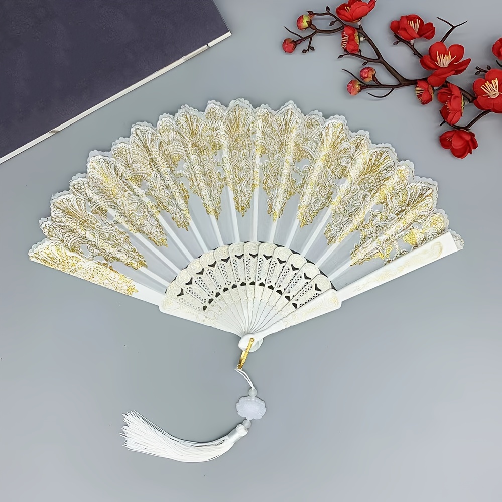 

1pc Oriental Style Fan, Dance Wedding Fan, Hand-made Antique Folding Fan, Decoration Daily To Send Friends Parents A Gift, Wedding Proposal Engagement Accessories, Mother's Day Spring Season Gift