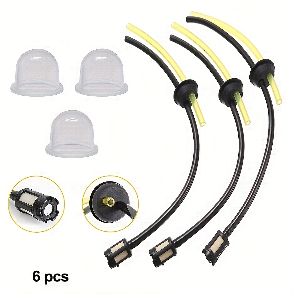 E-shop 6/7/9/10 Stück Tankrohr-Filter für Freischneider, Flexibler Kraftstoffschlauch Ersatz mit 2 Vergaser-Pumpen als Zubehör für Rasentrimmer