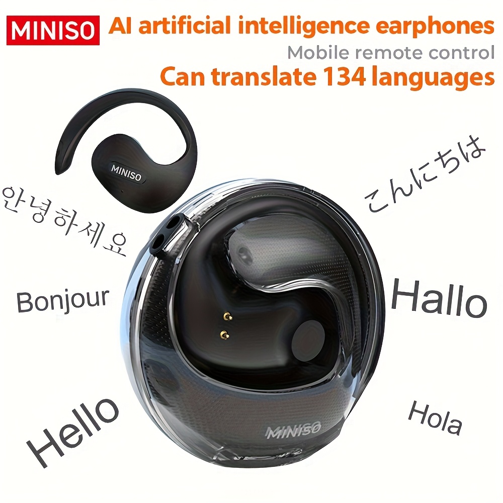 Image of 1 Miniso X15 Pro Ai Translation Earphones | Supports 135 Languages Real-time Translation, Compact Round Design, Dns Noise Reduction, Usb Charging, Ideal For Business And Travel