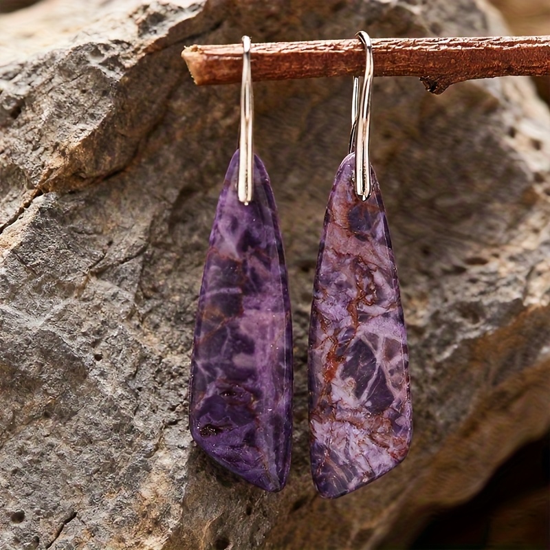 Elegant Geometric Natural Stone Drop Earrings