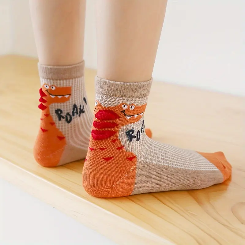 pairs boys girls cotton blend socks cute dinosaur animal Temu