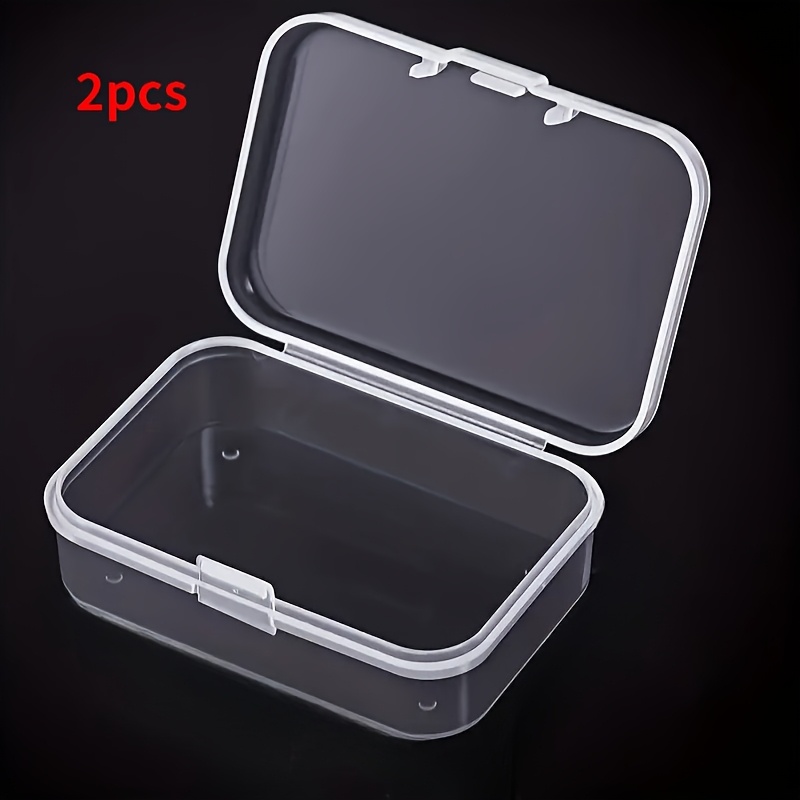 TEMU 2pcs Small Transparent Plastic Storage Box Set, Perfect For Organizing Beads, Jewelry, Earplugs, Handicrafts, Nail Decorations And Other Small