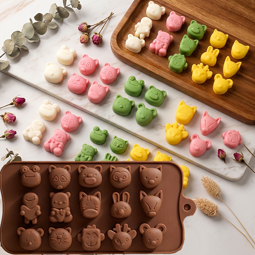 1pc 15- Mixed Cartoon Animal Head Silicone Mold - Reusable Mold For Cube Of Ice, Soap Making, Resin Casting | Tool