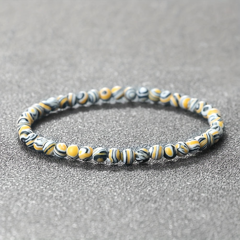 Handmade 4mm Artificial Malachite Bracelet, Prayer & Family Wear