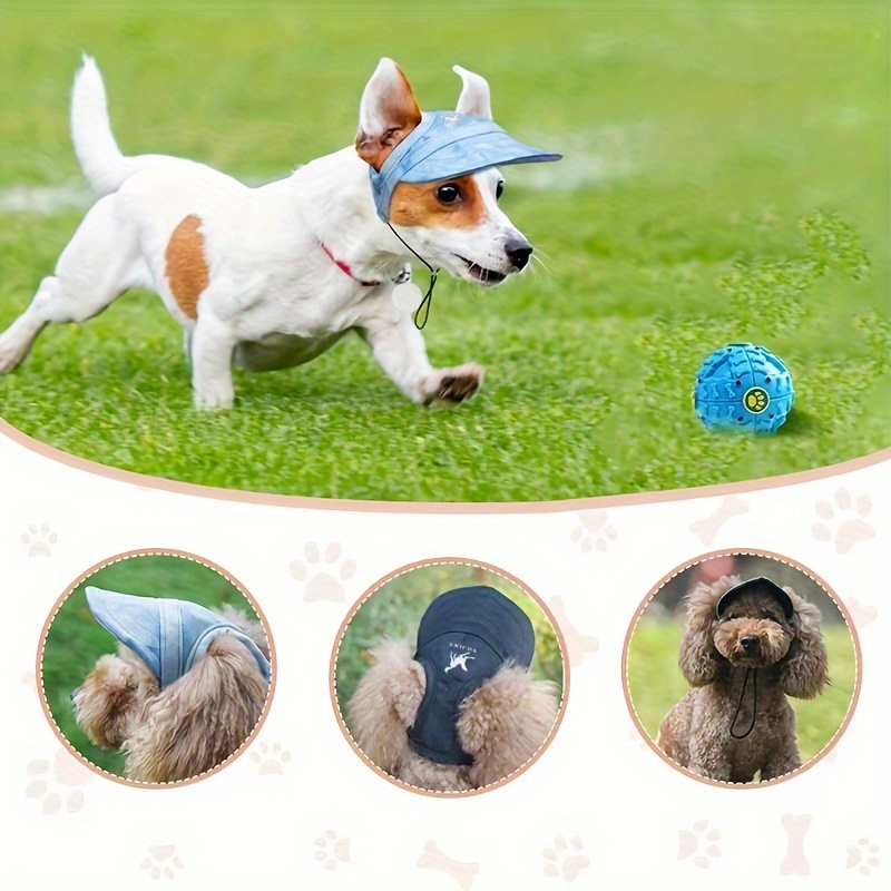 1pc Adjustable Dog Baseball Cap with Ear Holes - Breathable Sun Protection Hat for Small to Medium Dogs, Black with White Logo, Outdoor Pet Accessory, Dog Hat, Adjustable Headgear, Durable Pet Wear
