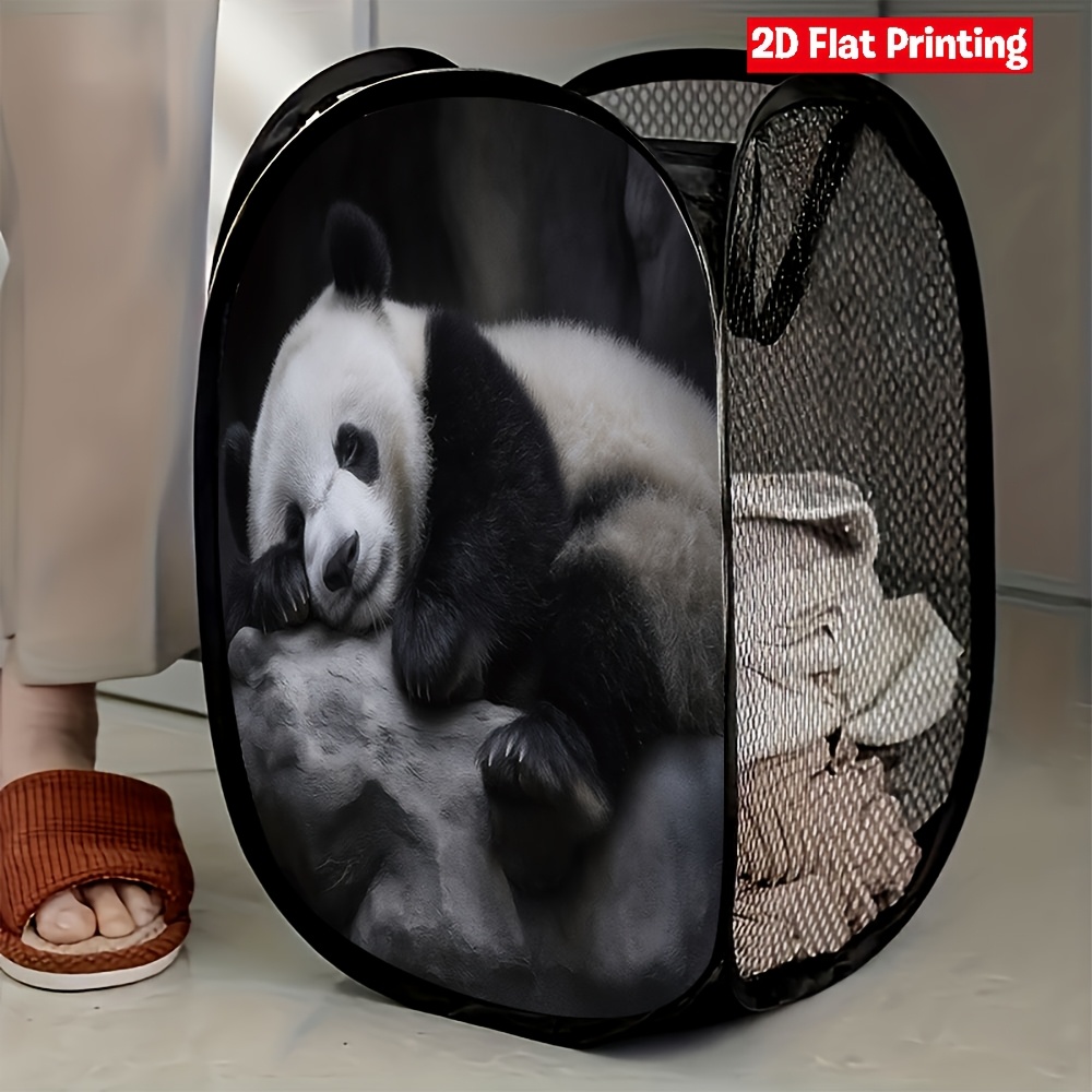 TEMU 1pc Of Resting On A Rock Mesh Pop-up Laundry Basket, A Useful Storage Option For Home And Bedroom Organization
