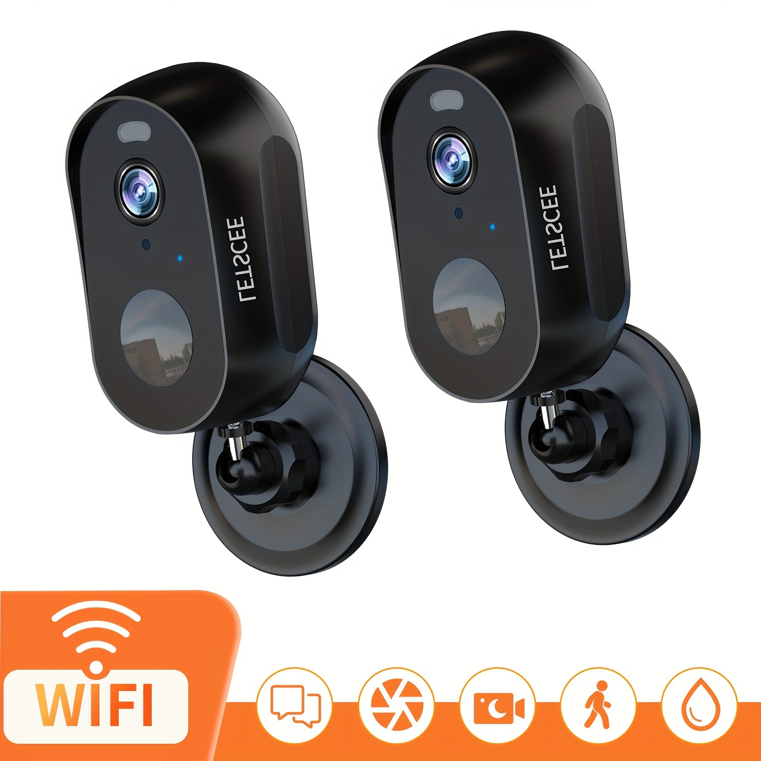 

2 Pcs Wireless Cameras For Home/outdoor Security, Battery Powered 1080p Hd Wifi Security Outdoor With Spotlight