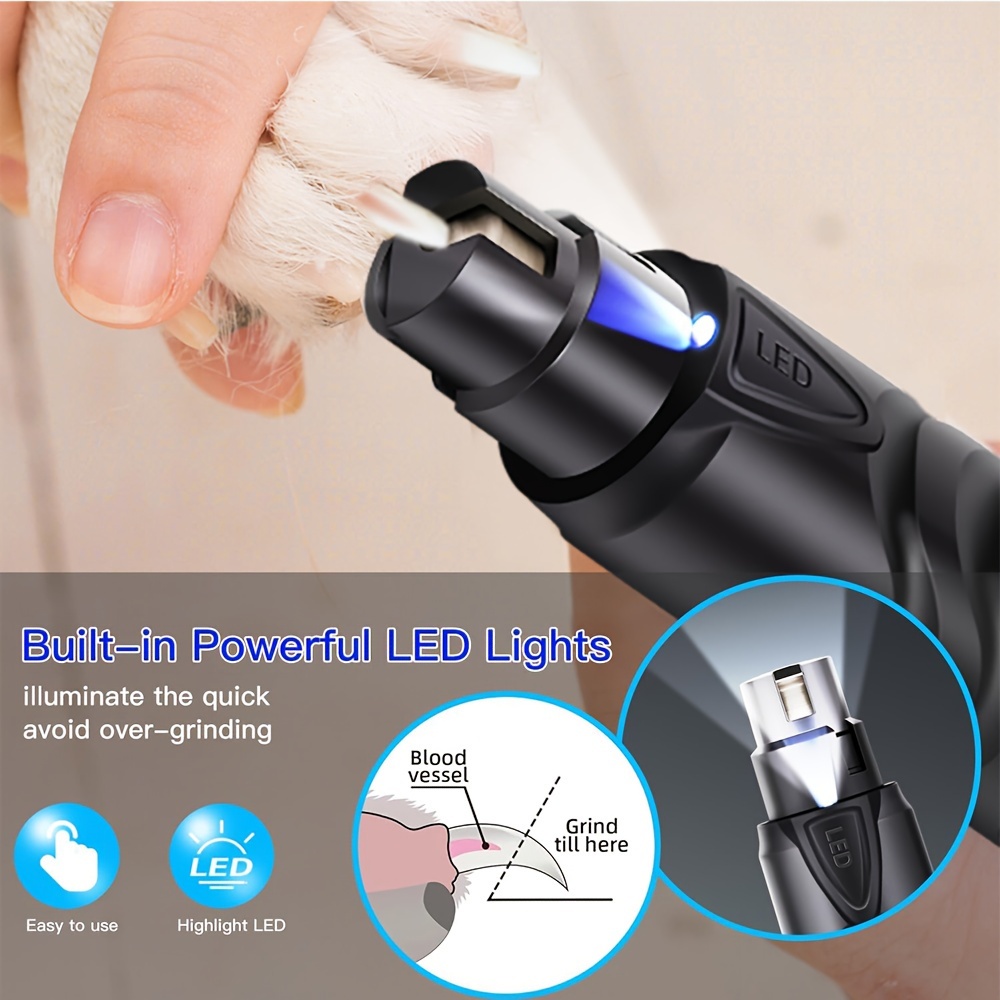 Rechargeable Dog Nail Grinder with LED Light