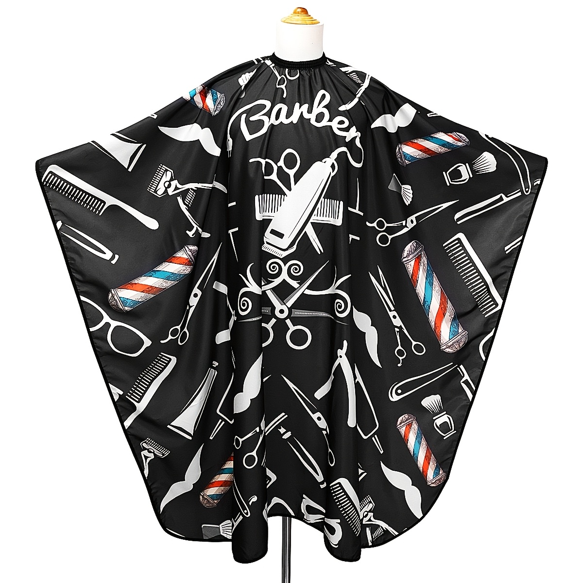 TEMU 1pc Barbershop Printed Pattern Cloths, Salon Special Ironing Apron, Adjustable Elastic Collar Hair Stylist Clipping Cape.