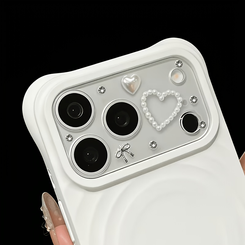 TEMU Minimalist Diamond Heart Sticker Suitable For 17pro/17promax/18pro/18promax Lens Protection Film, Rhinestone Decorative Scratch-resistant