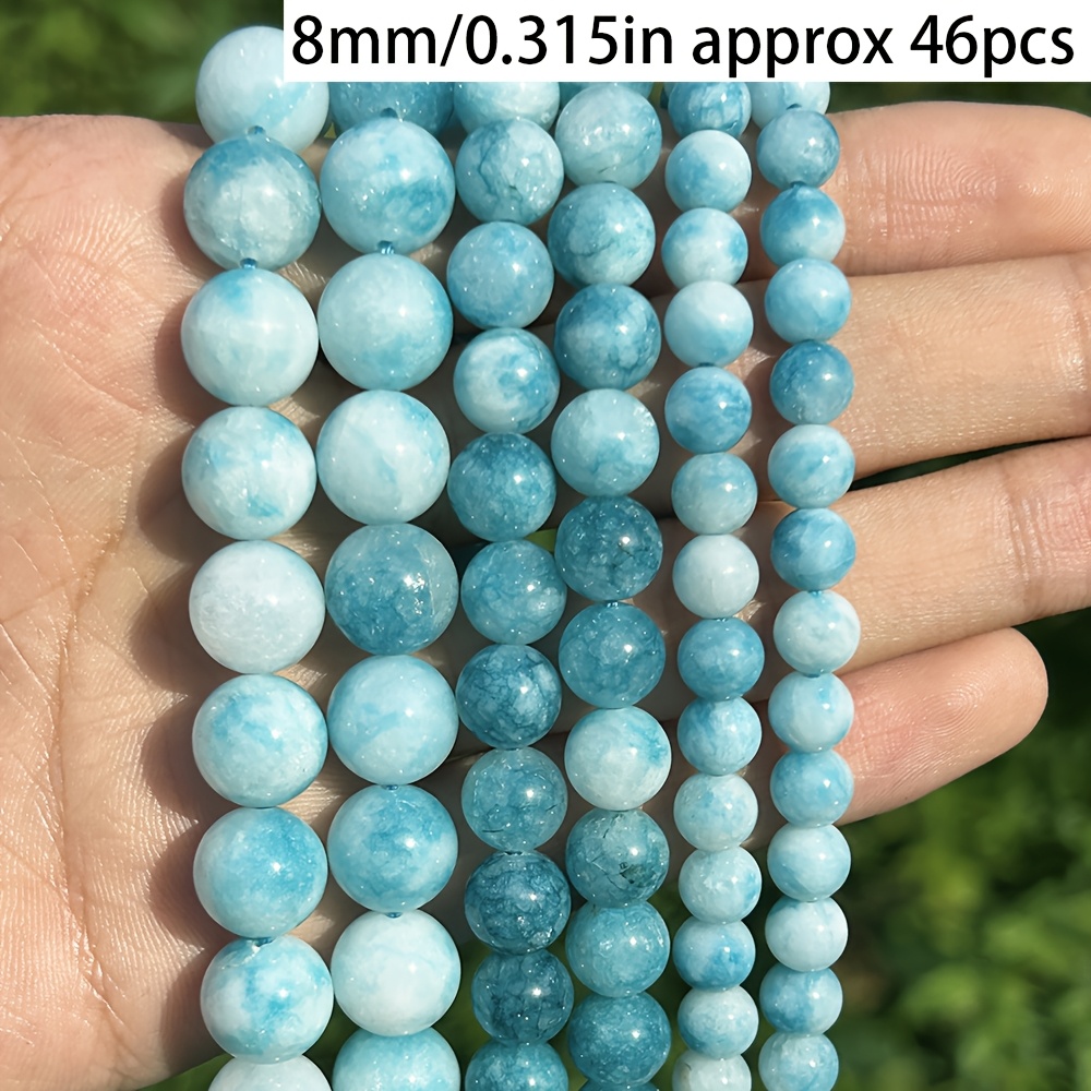 E-shop 6/8/10mm Natürliche -Steinperlen Hochwertige Ozeanmuster Lose Spacer-Perlen für Schmuckherstellung DIY Sommerarmbänder Halsketten &