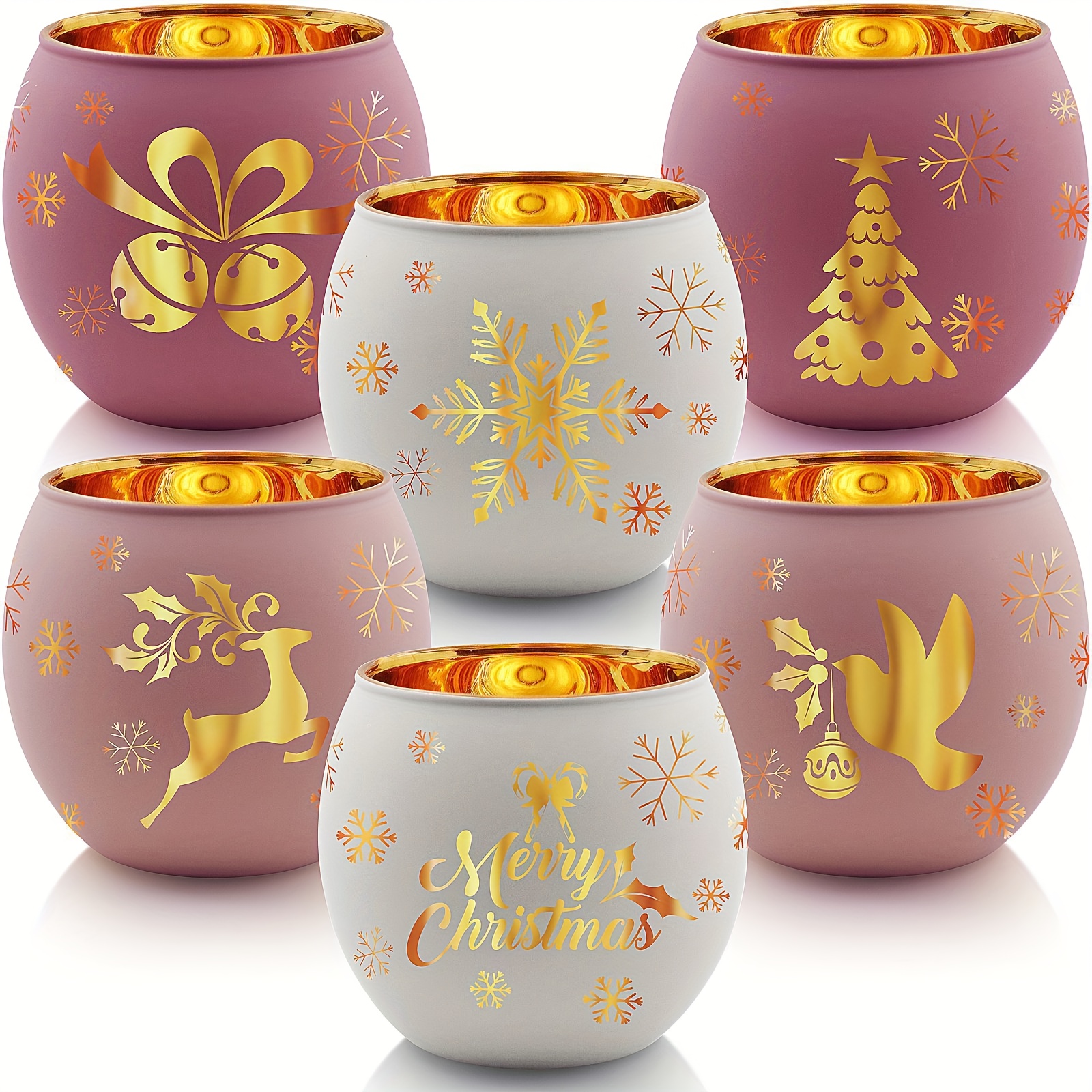 6pcs Bougeoirs Classiques Électroplaqués Gravés Translucides Vintage avec Accents Dorés - Parfaits pour Thanksgiving, Halloween, Noël, Pâques, Décoration de Table de la Saint-Valentin, Décoration de Bougeoirs