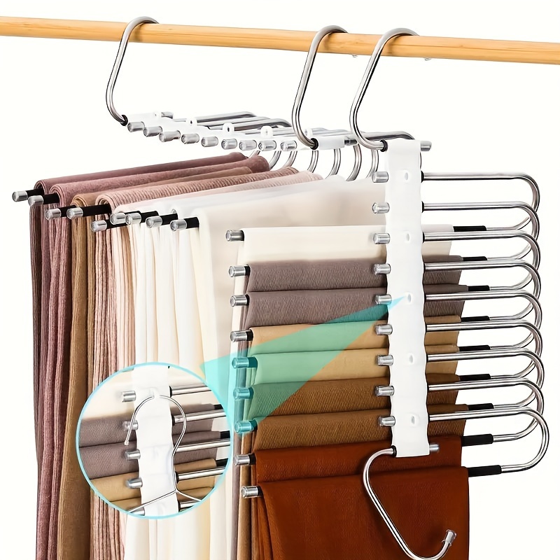 

1pc Trouser Hanger, Space Saving Non-slip Stainless Steel Rack, Closet Organizer With Hook For Leggings Clothing Store