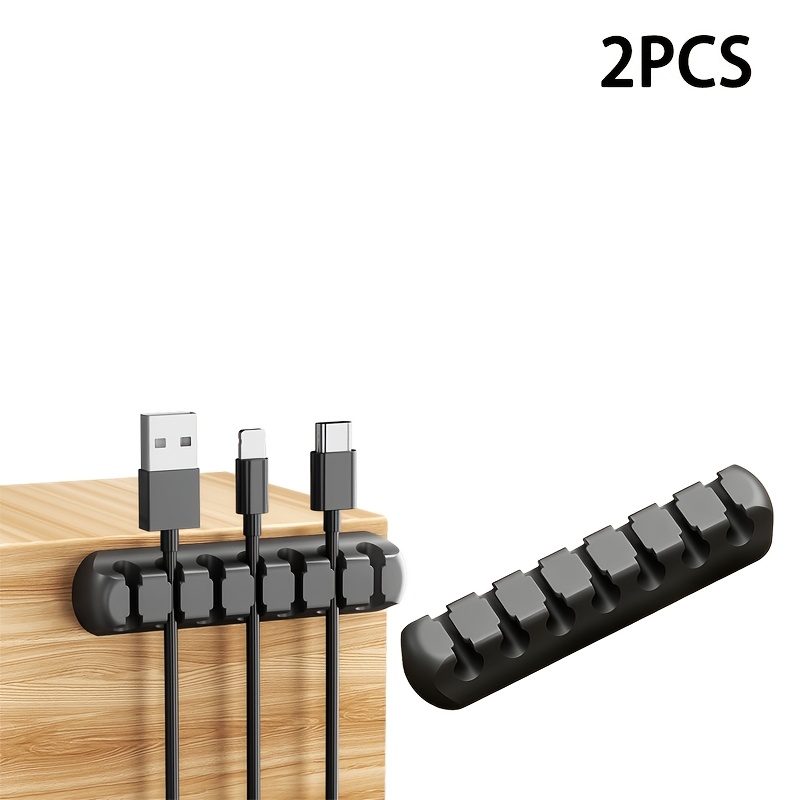 TEMU 3, 5, 2pcs Silicone New Cable Organizer Boxes Cable Management Tidy, Usb Cable Fixer Wire Self-adhesive Cable Clip, Suitable For Desk, Car, Home
