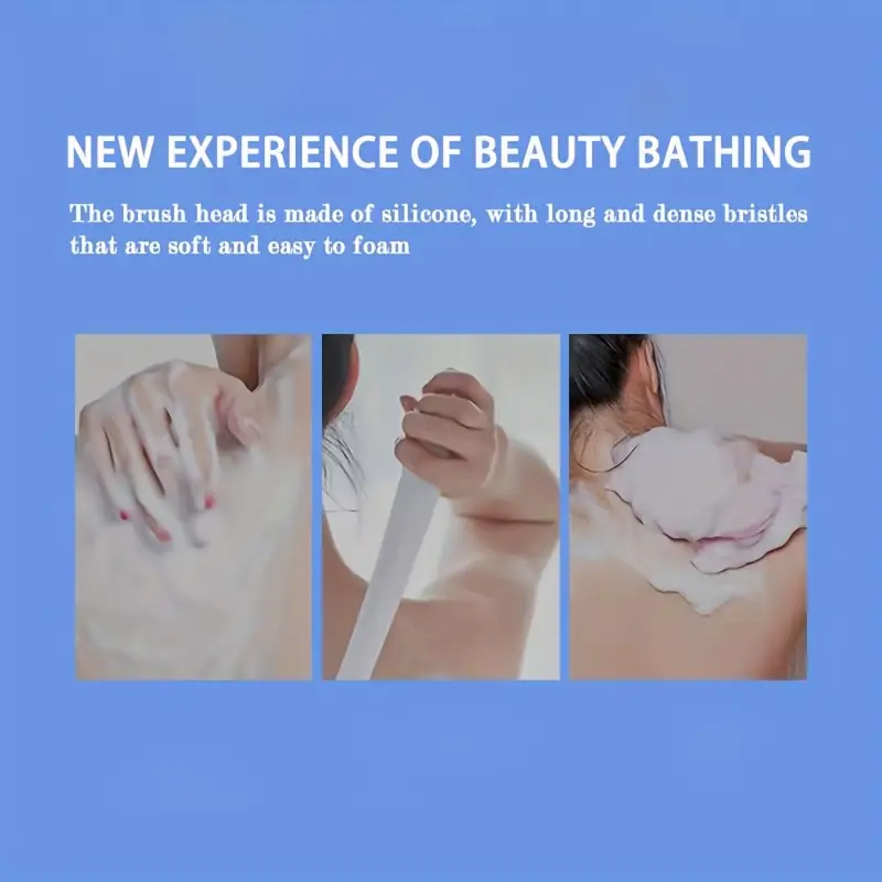1pc bath brush long handle soft bristle shower scrubber back exfoliating body tool with non irritating nylon bristles for dead light beige removal blue Product details 7