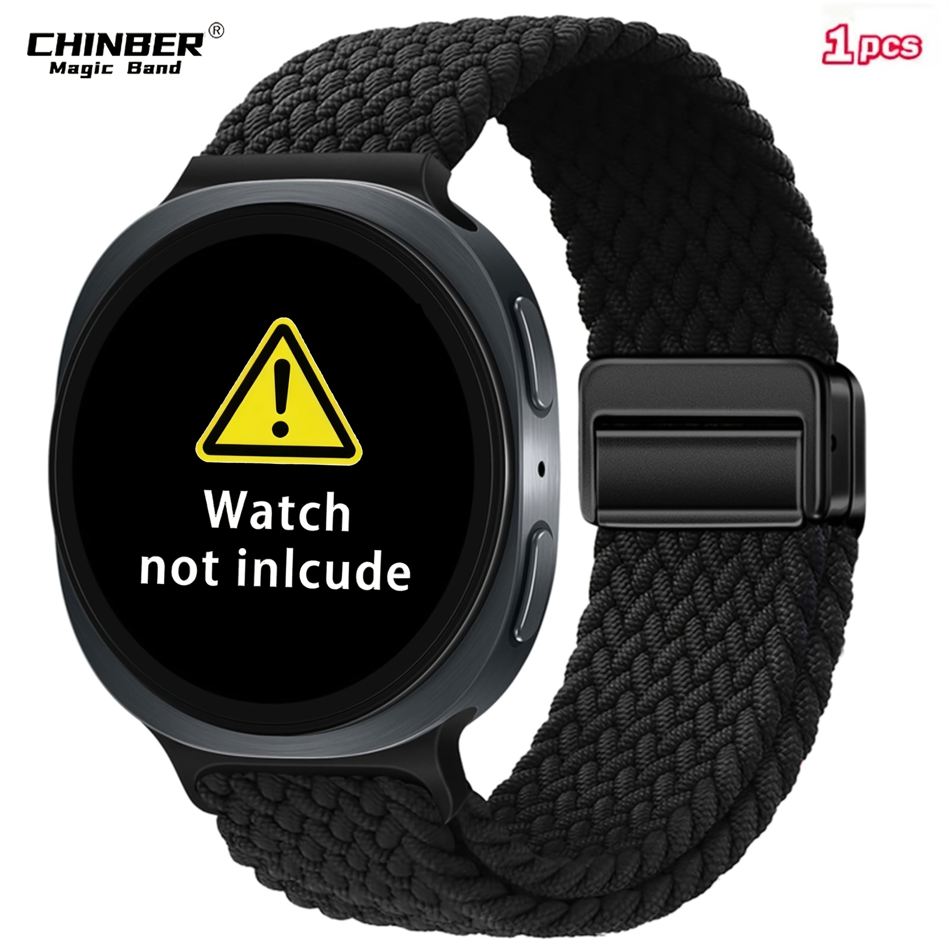 E-shop Fein gewebte, dehnbare, geflochtene Armbänder mit Mag-Verbindungsschnalle, kompatibel mit Samsung Galaxy Watch 8 Armband 40mm 44mm / für Galaxy