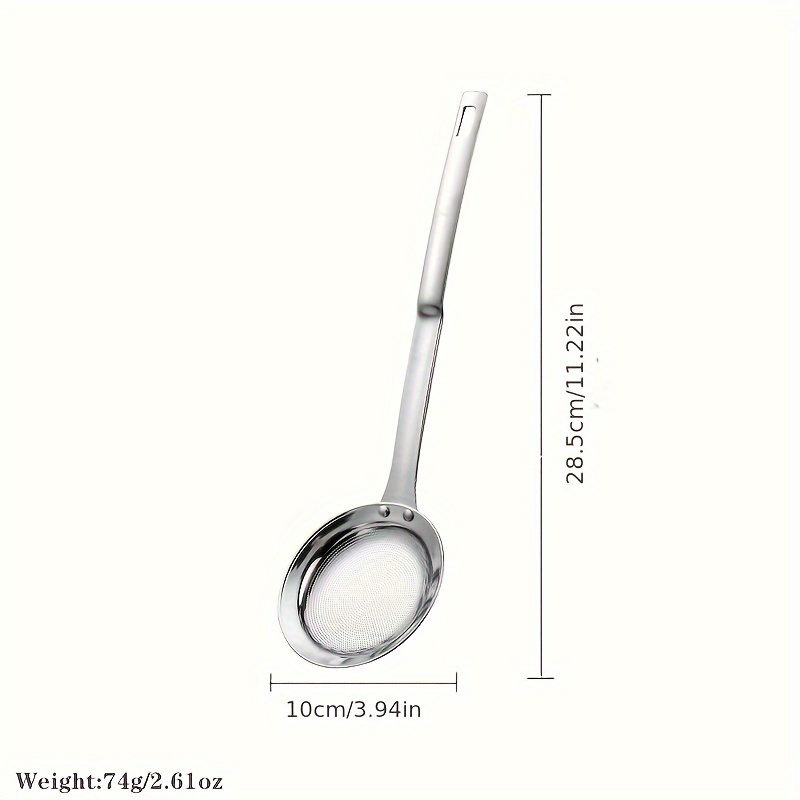 TEMU 1pc Multifunctional 304 Stainless Steel Residue Filter Spoon, Long Handle Noodle Filter, Skimmer Spoon Suitable For Kitchen And Restaurant Use