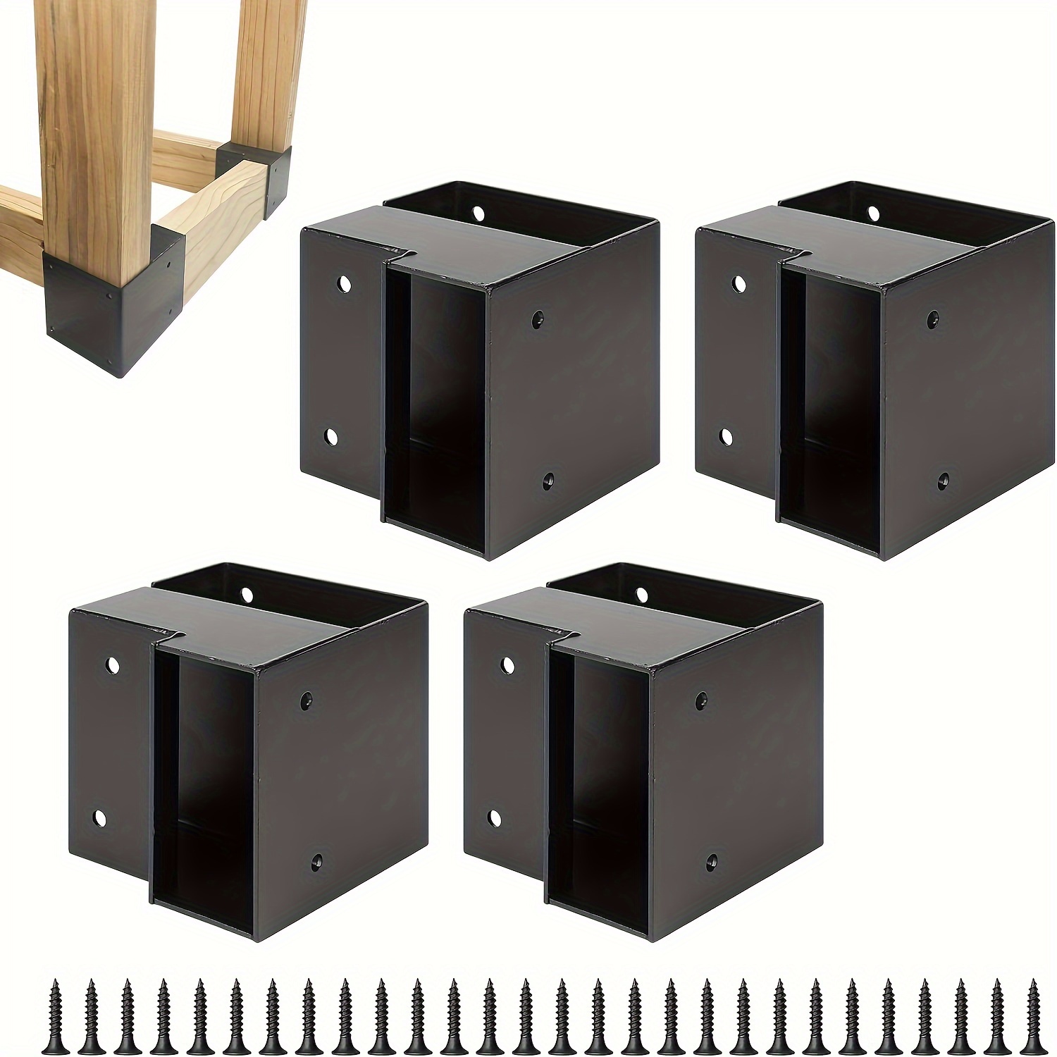 

Workbench Bracket Kit, 4pcs Steel Workbench Corner Brackets For Workbench Shelving Work Table, 3-way Right Angle Corner Bracket For 2x4 "(actual 1.5"x3.5") Wood - Black