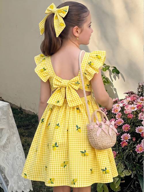 imagen del artículo vestido para niña con puños con volantes, de de en la espalda y de cinta desmontable, para familiares, vacaciones, picnics y disfraces festivos