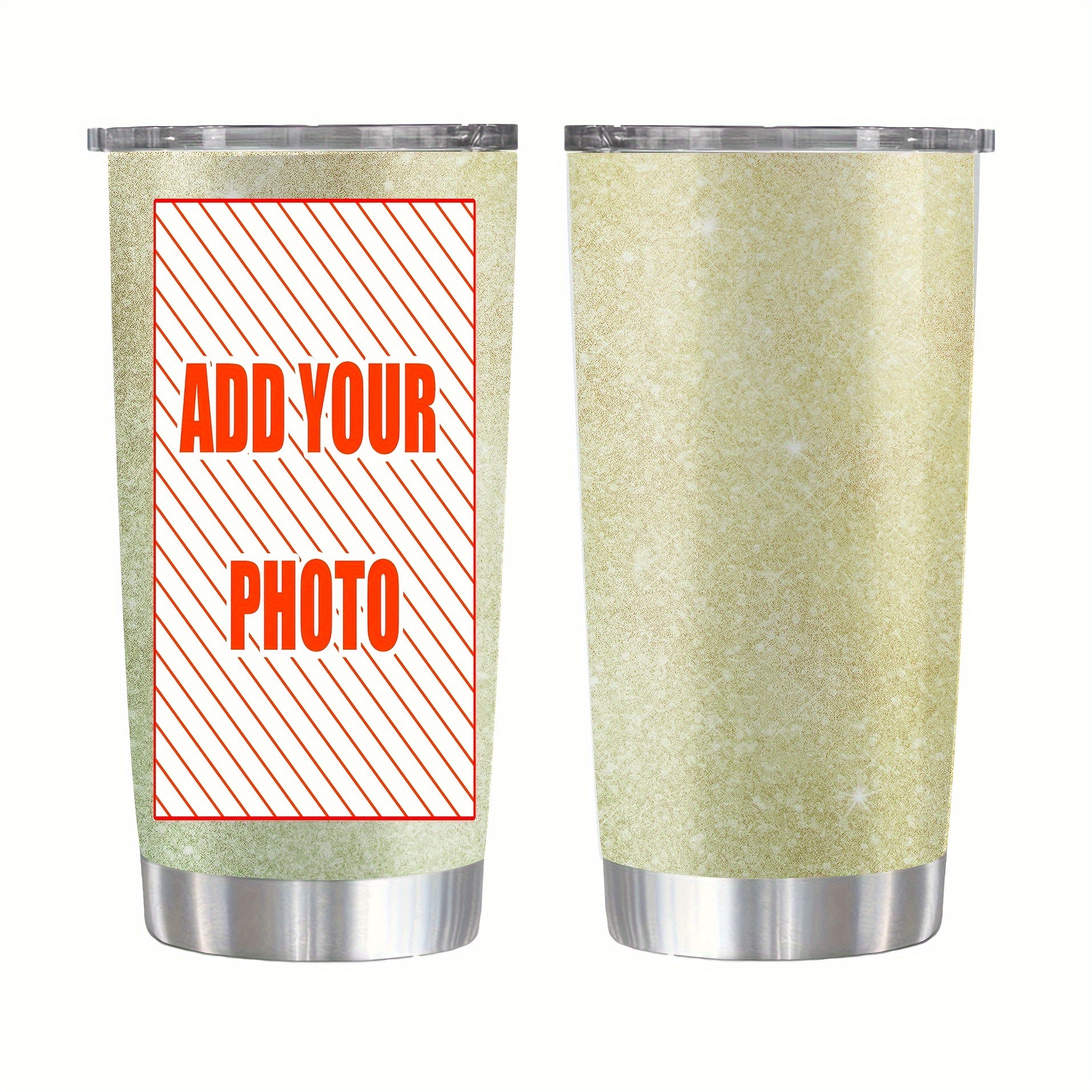 TEMU [custom] 1pc Personalized 20oz Metal Tumbler With Lid - Customizable With Photo, Text, Logo - Hand Wash Only, Break Resistant, Reusable Oval Mug