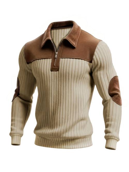 item picture autumn winter mens long sleeve jacquard knit shirt christmas gift thick contrast striped casual stand collar zipper pullover shirt henley top