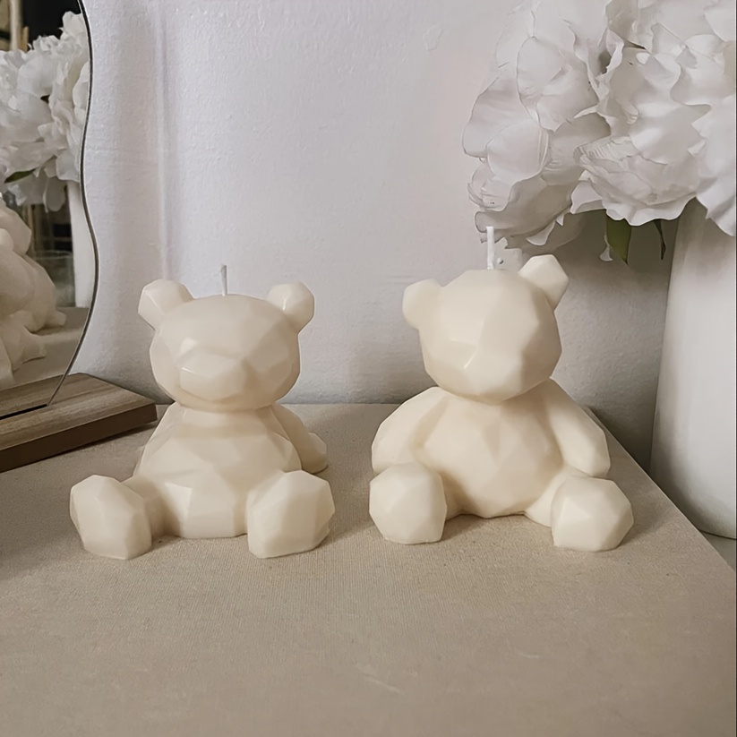 

2pcs Geometric Bear Molds - 3d Bear Cast Molds For Resin, Diy Art Home Decor, Tabletop Resin Decoration Crafting