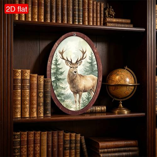 2d flat 1 rustic wood wall panel stag pine tree mantel shelf decor artificial wood frame suitable for fireplace entryway living room bedroom decoration holiday accent 2d flat