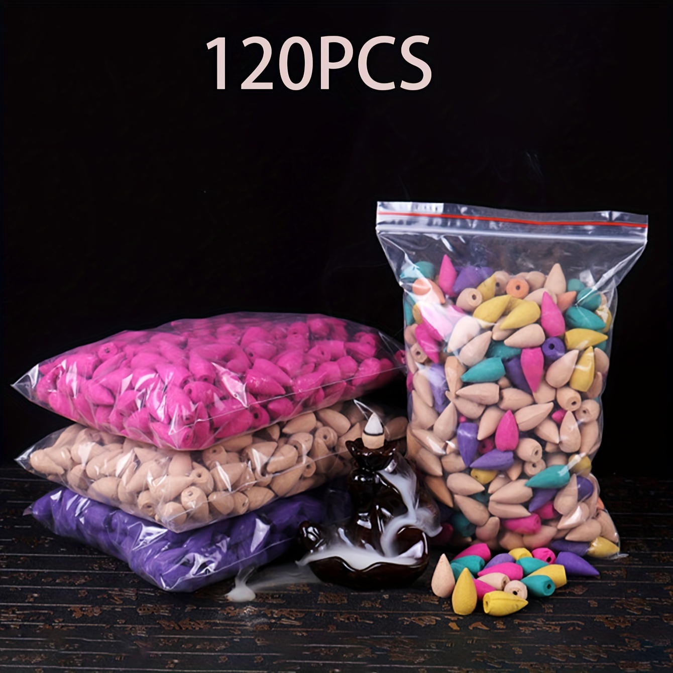 

120pcs Backflow Incense Cones, Waterfall Burner Natural Mixed Fragrance Backflow Incense Cones, Suitable For Backflow , Yoga Gift