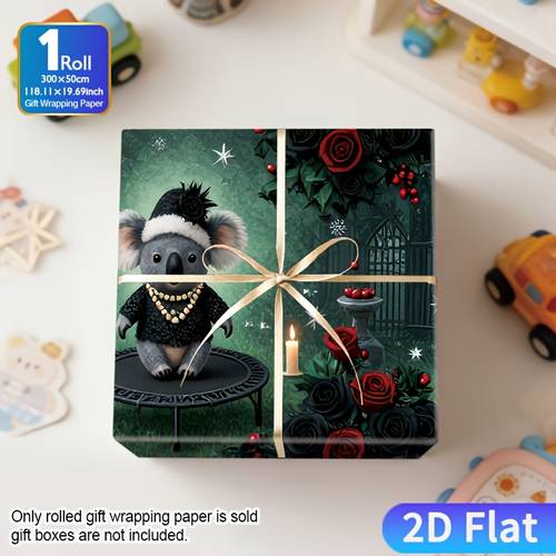 2d flat 1 roll 50x300cm 19 69x118 11in christmas gift wrapping paper dark with rose red and and suitable for gothic garden scenes courtyard atmosphere dark gothic christmas parties