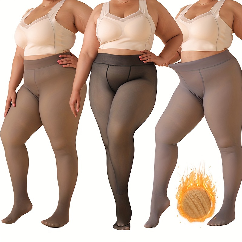 Autumn/winter Style 3- Size Women's -lined Thickened Tights, Thermal Leggings, High-elasticity -lined Base Layer Socks