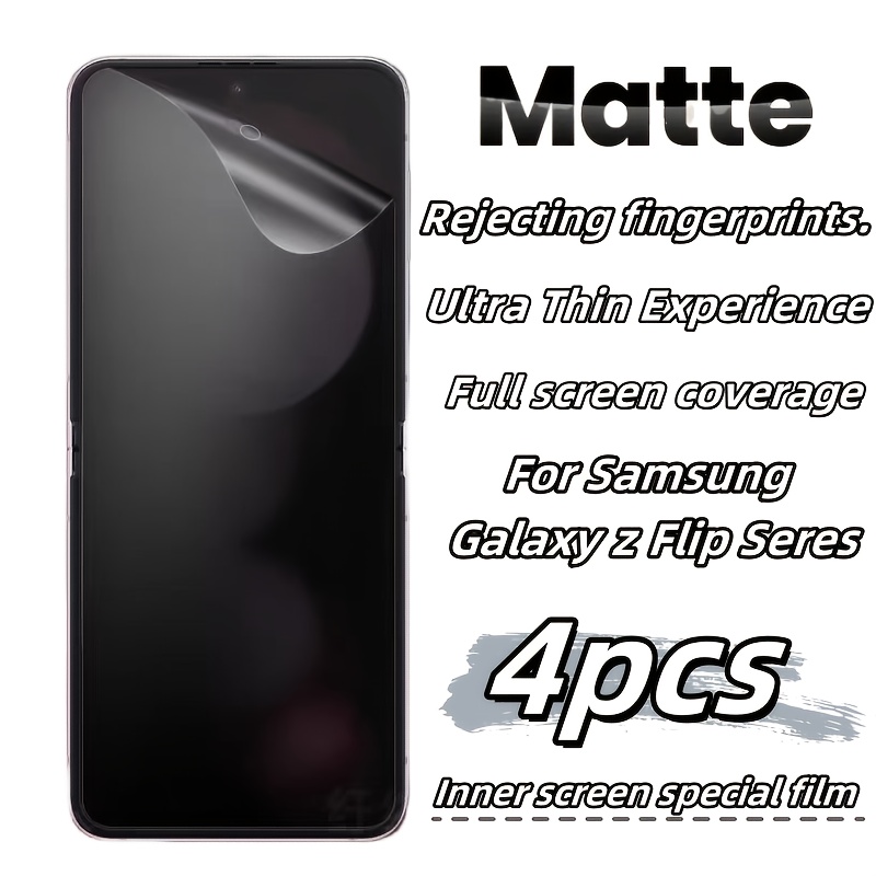 TEMU 4 films hydrogel mats (pour écran intérieur) adaptés pour Samsung Galaxy Z Flip 7/6/5/4/3. Ce protecteur est conçu pour Samsung Flip3, Flip4,