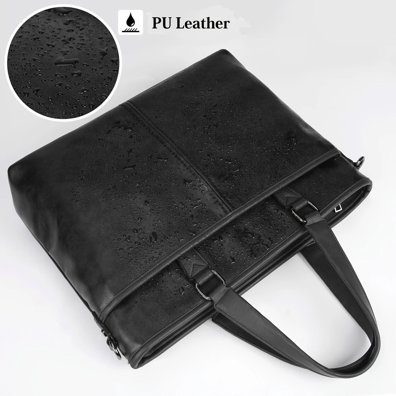 15 6 laptop bag black durable shoulder crossbody bag with adjustable strap ideal for mens office casual use office accessory sleek shoulder bag adjustable strap bag details 2