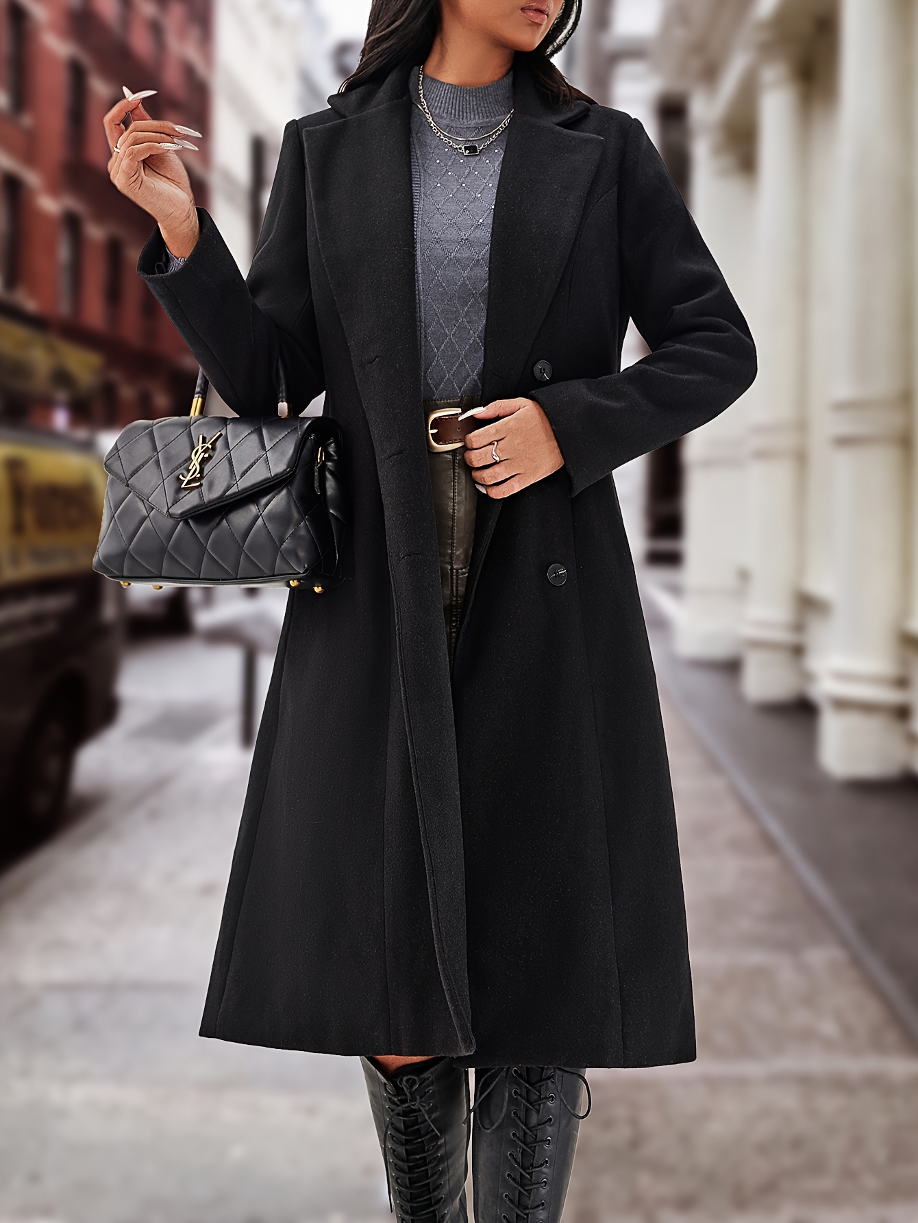 womens elegant long formal coat winter tuxedo like jacket Temu