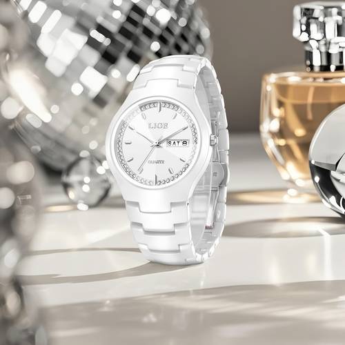 womens watch calendar display ceramic strap quartz movement multiple colors high end ceramic watches wristwatch for ladies
