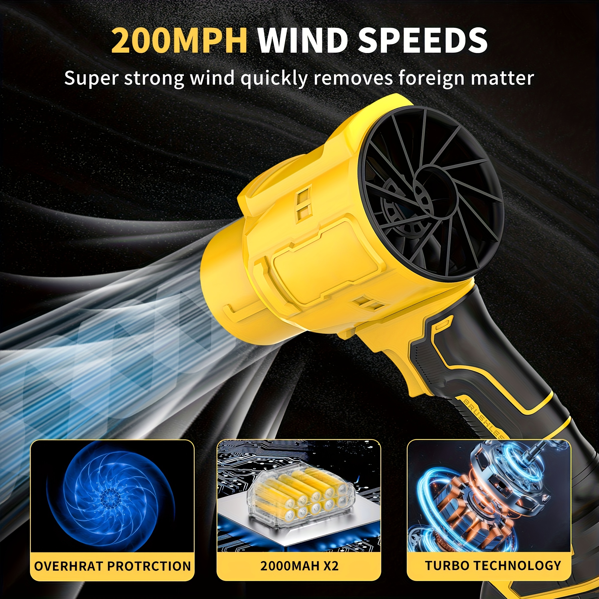 Powerful 50000RPM Cordless Leaf Blower, 20V Turbo Air Blower for Car Drying, Leaf Snow Dust Blowing, with Battery, Perfect Christmas Gift, Holiday Gift Idea, Home Outdoor Cleaning Tool