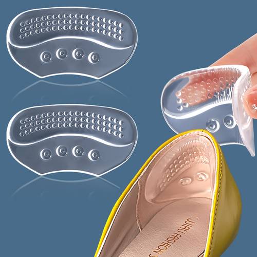 2pcs transparent shoe heel grips self anti slip heel pads with breathable holes for womens shoes size prevents blister prevention textured grip surface