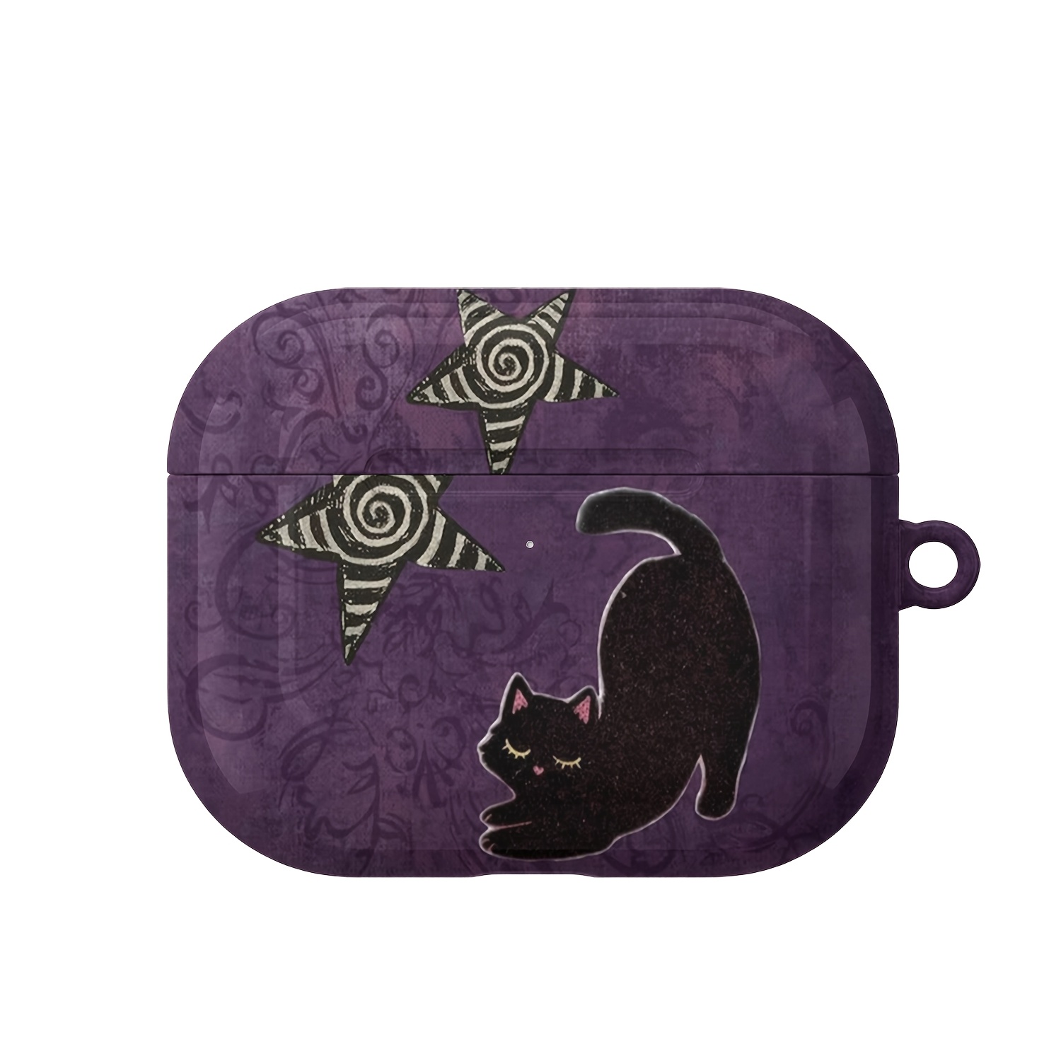 TEMU Dark Cat Stars Purple Phone For Case For Case Suitable For Airpods 4 Pro 3//pro/1/2/3, Protective For Case