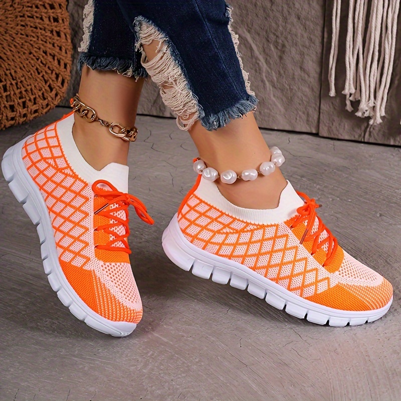 women s breathable knit casual sneakers lightweight low top details 1