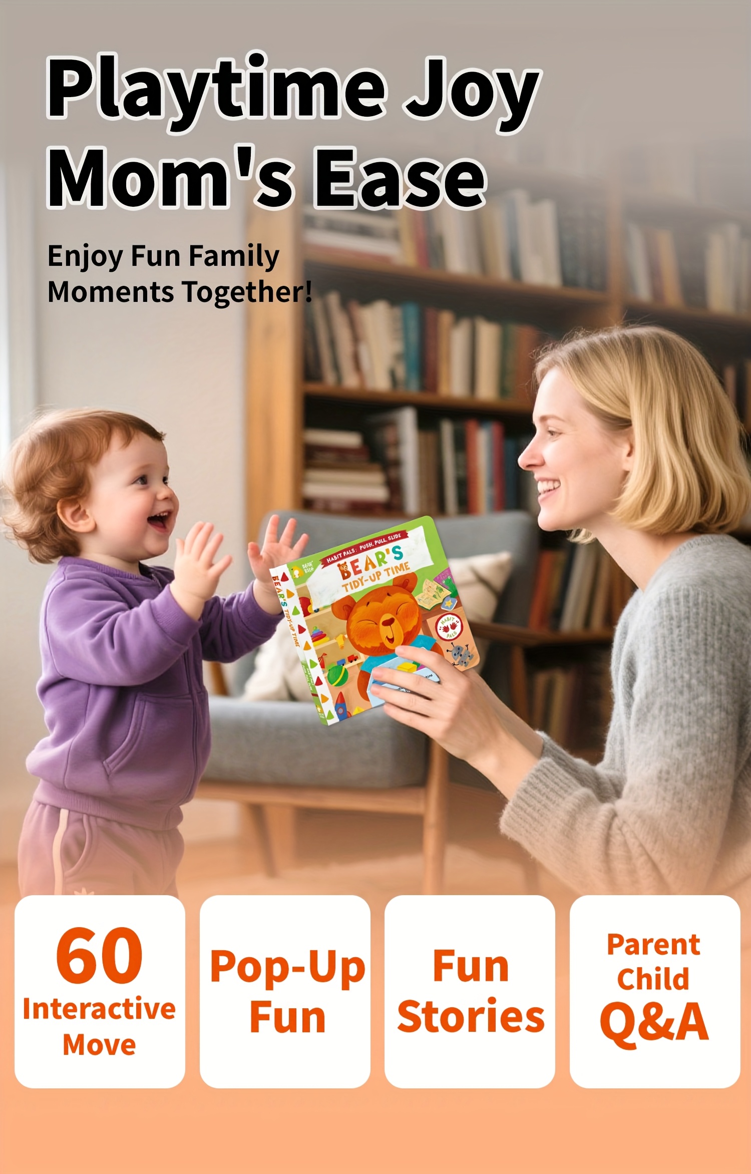 Bear's Tidy-up Time Children Book, Picture Book with Vibrant Bear illustrations, Interactive Book for Age 0-3, Lift-the-Flap Book, push, pull and slide, Good habit formation| Boost Reading Hobby| Spark Brain Thinking, Touch And Feel books, Busy book, Lift-the-Flap Book, Engaging learning books, Best Birthdays, Holiday Gifts, Ideal Travel and Bedtime Reading Resources, Preschool& Parent-Child Learning Activities