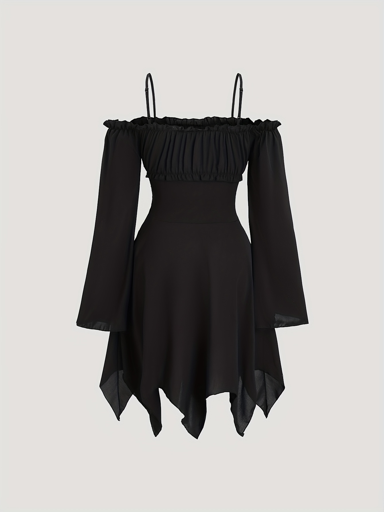 womens gothic shoulder asymmetrical hem dress ribbon bow - Temu