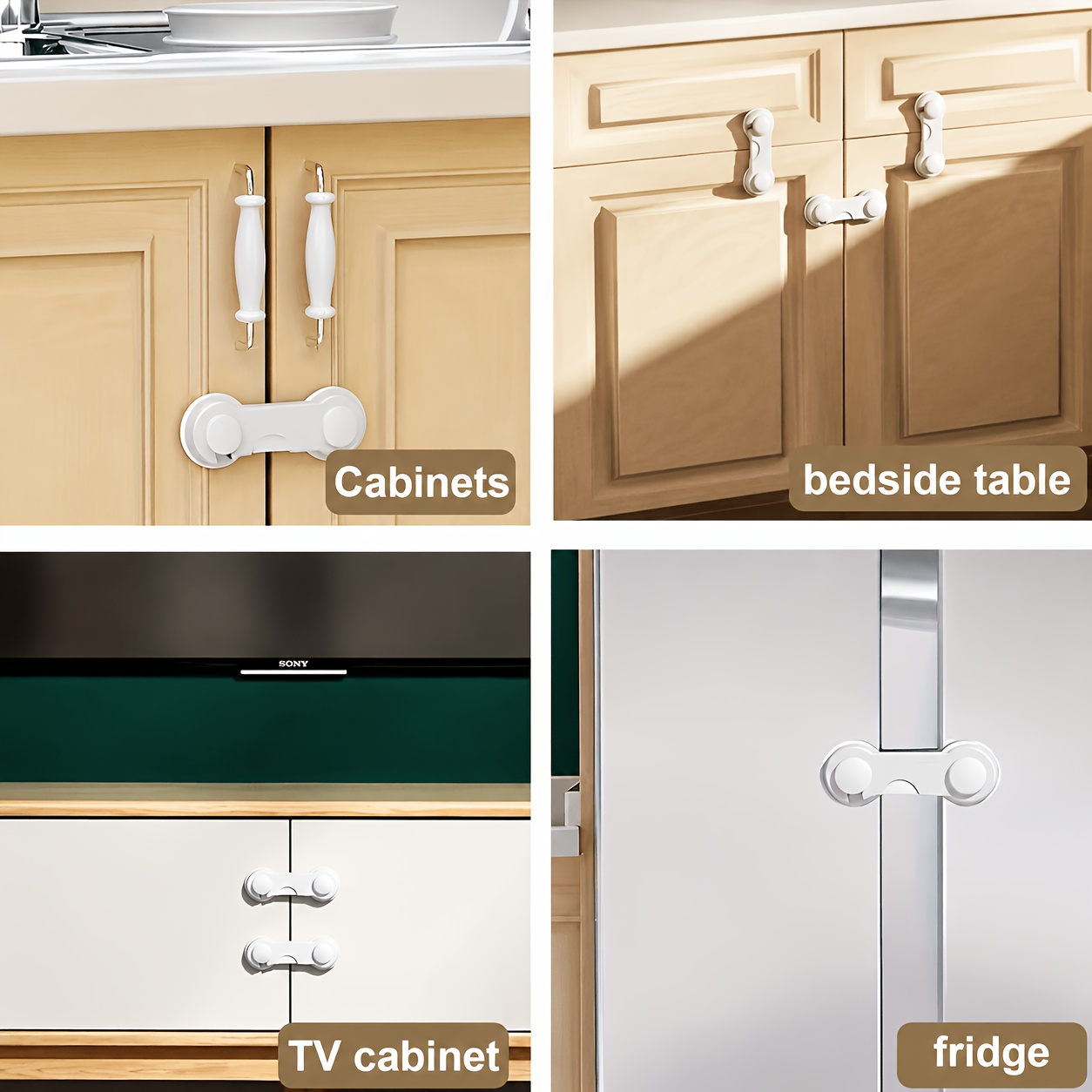 5-Pack 360° Rotating Cabinet Door Catch Locks, No-Drill Self-Adhesive