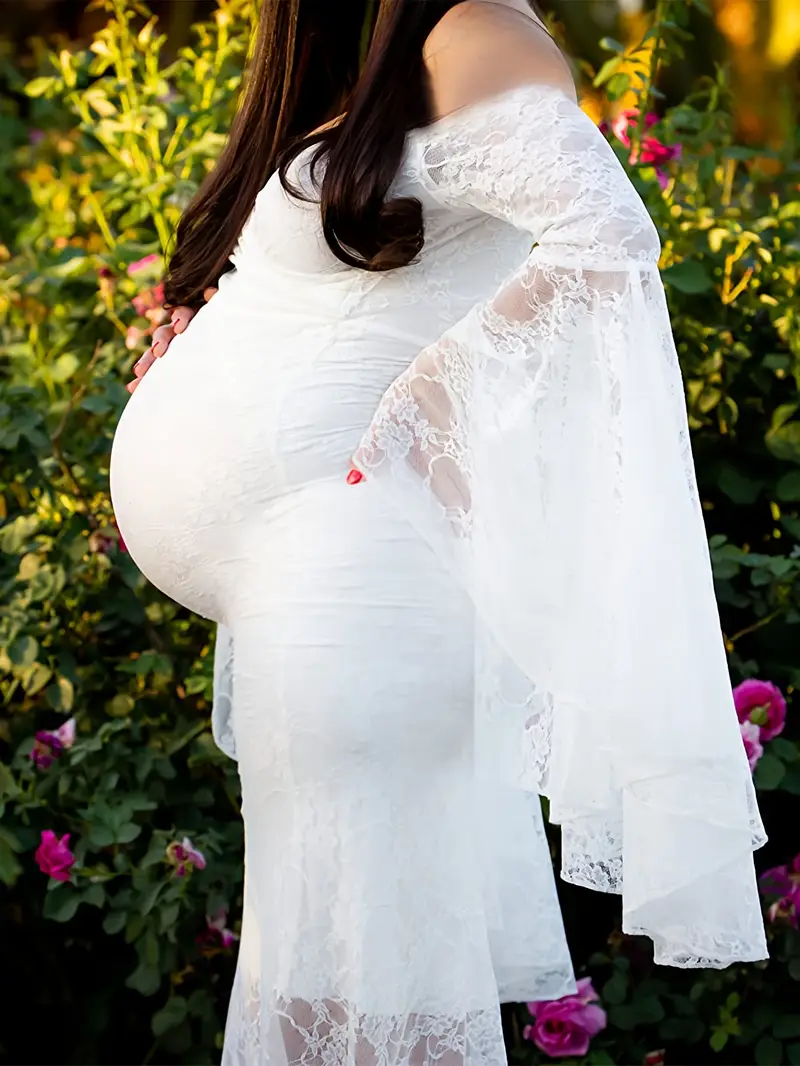 maternity shoulder lace maxi dress bell sleeves pregnant - Temu maternity shoulder lace maxi dress bell sleeves pregnant - Temu
