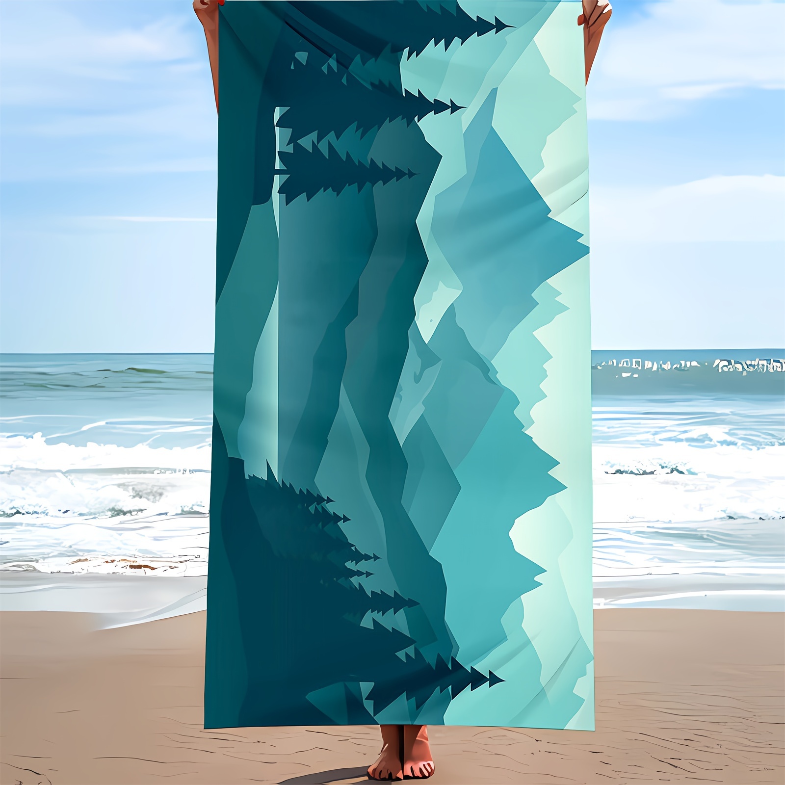 Mountain Forest Pattern Beach Towel Soft Absorbent Beach Temu United