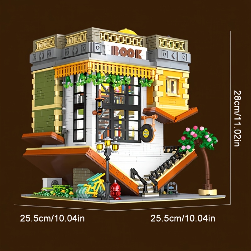 Image of No Original Box 3621pcs Home Decoration Toys Inverted Bookstore Building Blocks Set For Gift, Jx89130 Model Block Bricks For Birthdays, Halloween, Christmas Gift.