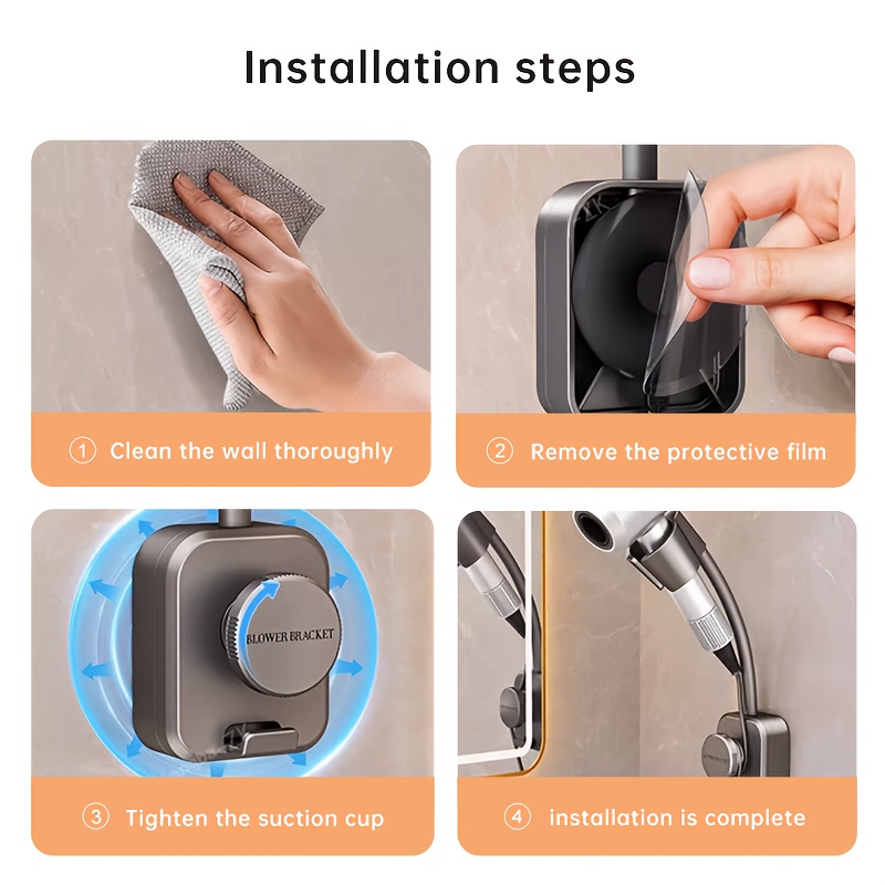 1 2pcs suction cup hair dryer holder metal swivel wall mount no drilling required   installation for bathroom bedroom living room perfect gift for halloween christmas bathroom accessories beauty tool organizer spacesaving design sturdy construction home organizers Product details 9