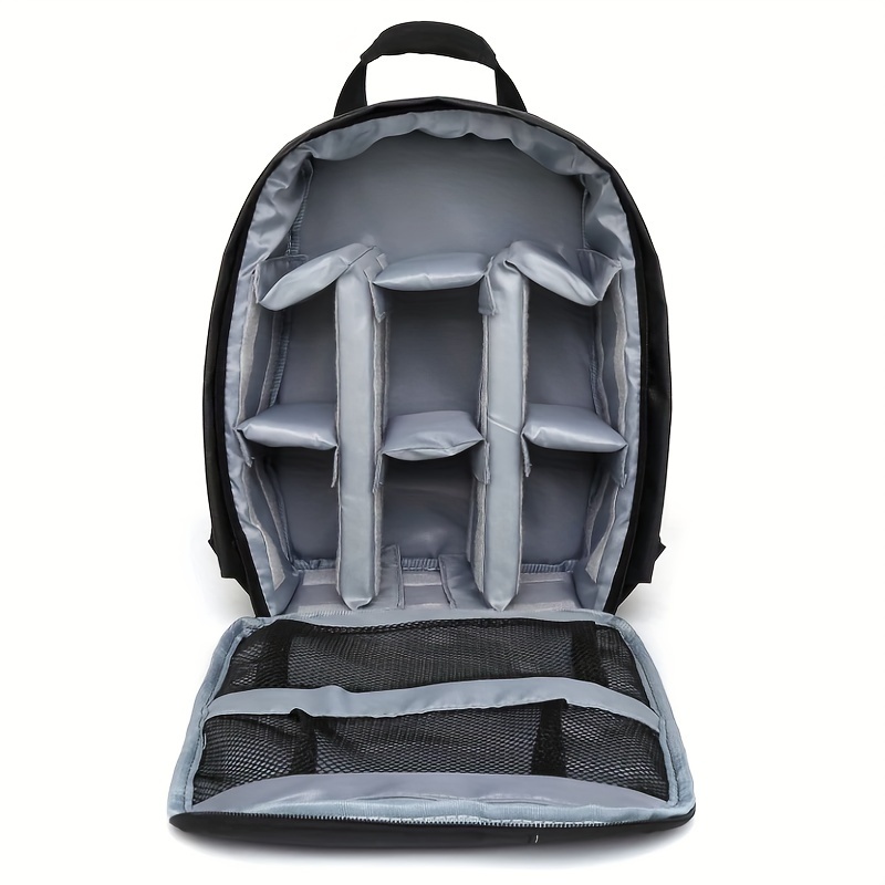 TEMU Outdoor Camera Backpack - Durable Nylon Dslr Shoulder Bag For Video Recording, Compatible With , , Cameras - Black, Adjustable Compartment, Multiple Pockets, Lightweight Design, Camera Bag