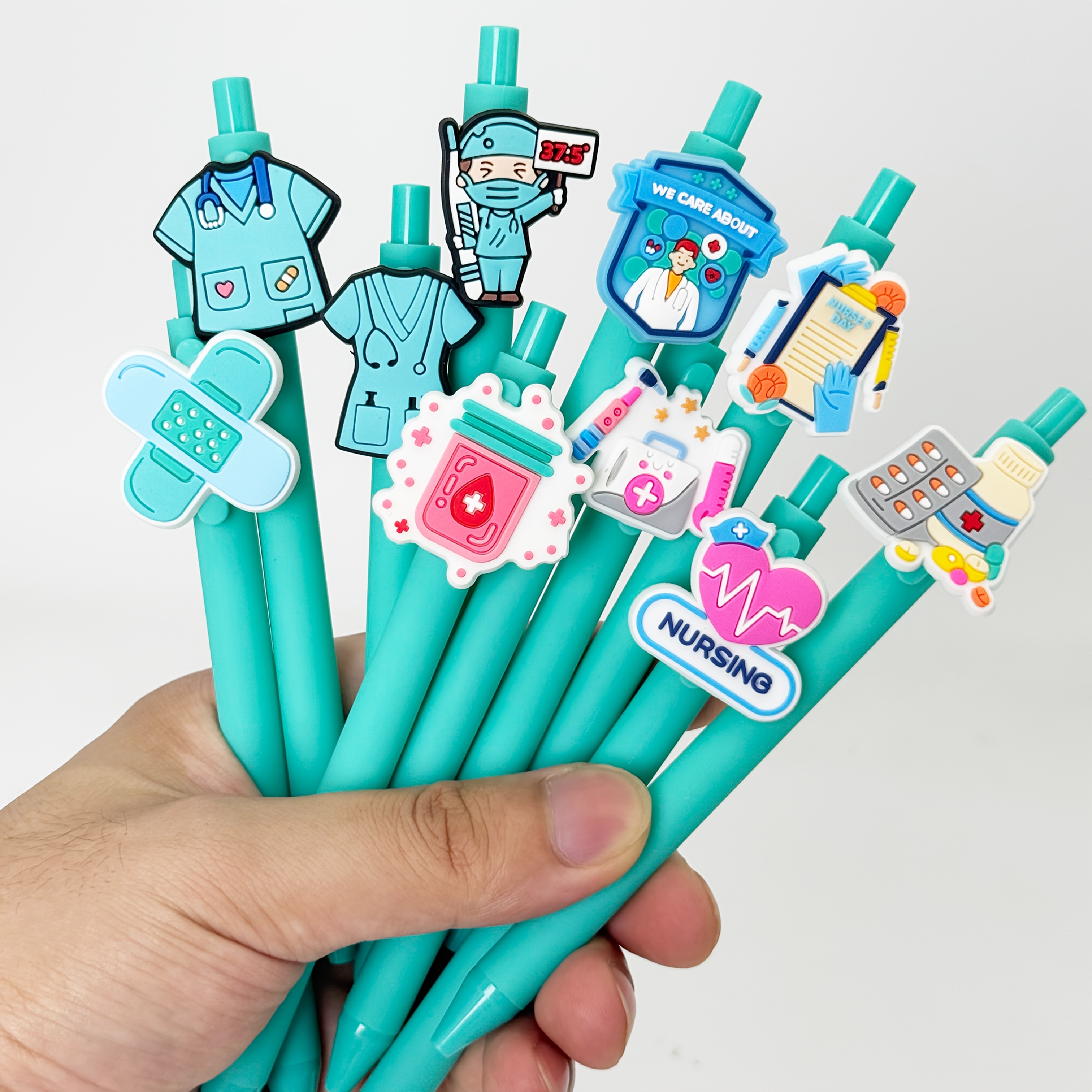 12 25 retractable ballpoint pens from   series in teal color designed for   and nurses featuring   mechanism with black ink refills       documents and a   stationery gift Product details 3