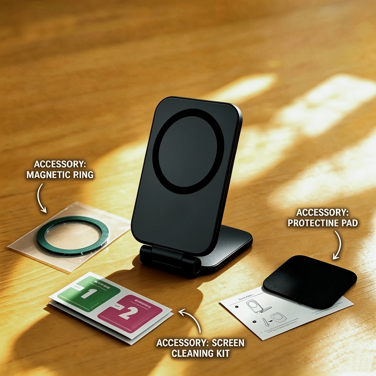 TEMU Nouveau Support de Téléphone Magnétique 2026, Lot de 4, Support à Ventouse, Pliable, -Vibrations, Portable, , Support Fixe, Convient pour Salle